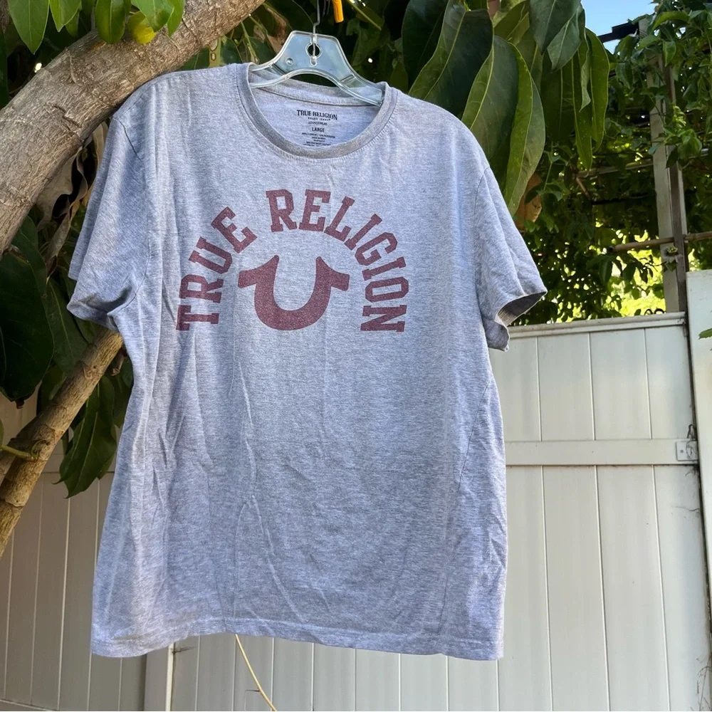 True Religion Grey Graphic with Red Logo .